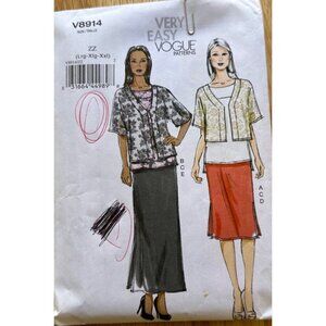 Vogue # V8914 Jacket Tunic Skirt Sewing Pattern Cut Sizes Lrg - XXL Sku 0257